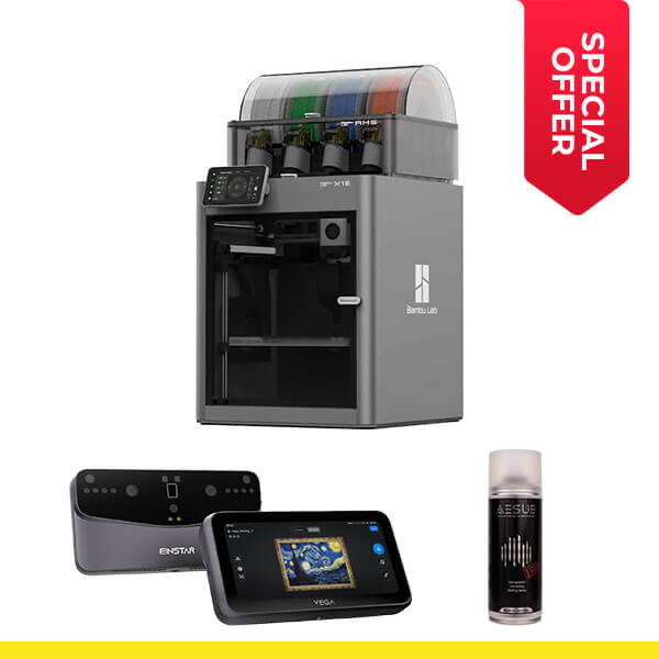 3D掃描和打印套裝 | 拓竹Bambu Lab X1E + Einstar Vega 手提式無線3D掃描器 + Aesub 3D掃描用透明顯像劑